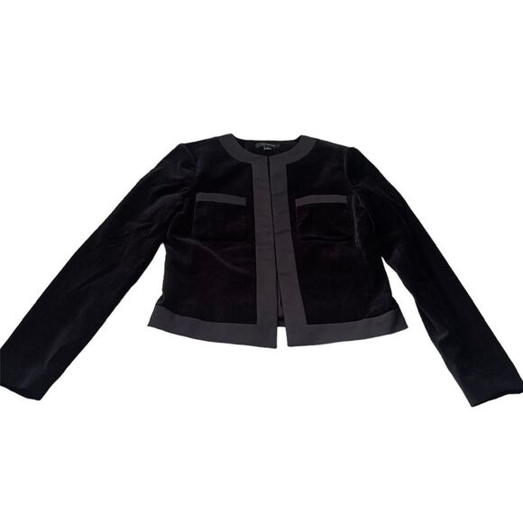 Ann Taylor Black Velvet Blazer Jacket Hook Closure Size 2 - Picture 1 of 12